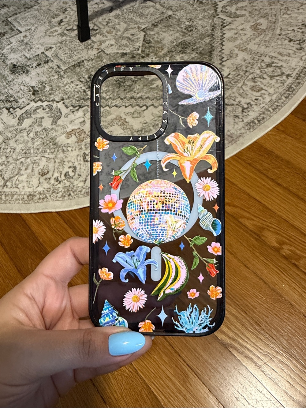 Casetify Black Disco Ball & Tropical Floral Phone Case